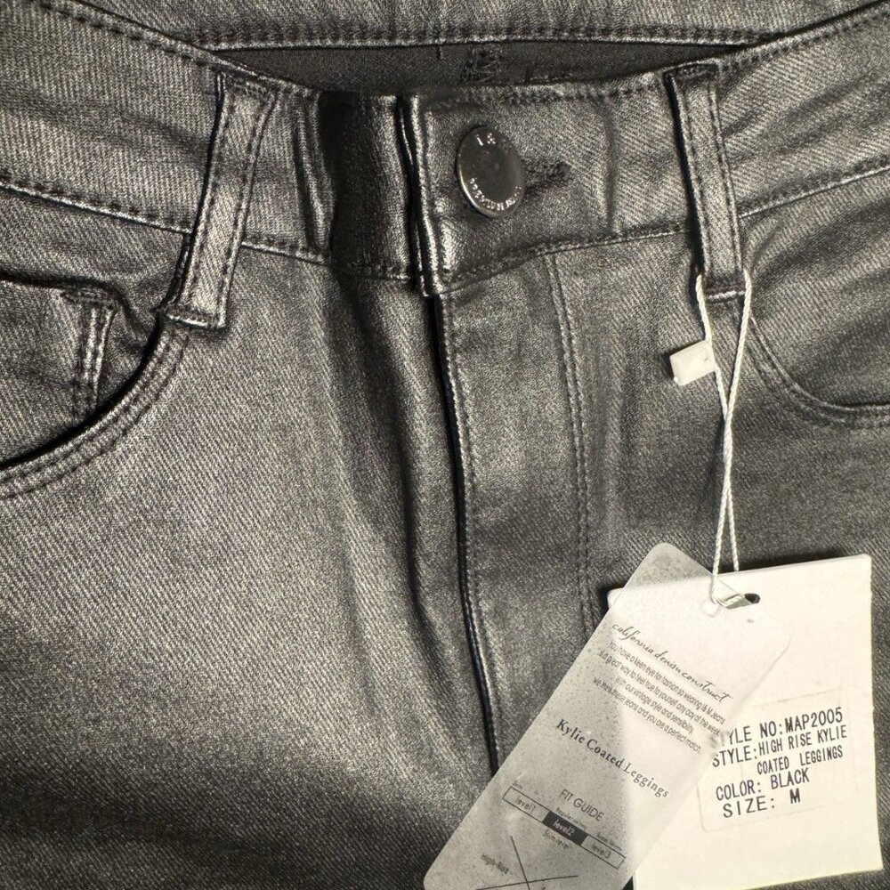 I&M Jeans Kylie Coated Black Leggings - Medium Size, Trendy & Versatile